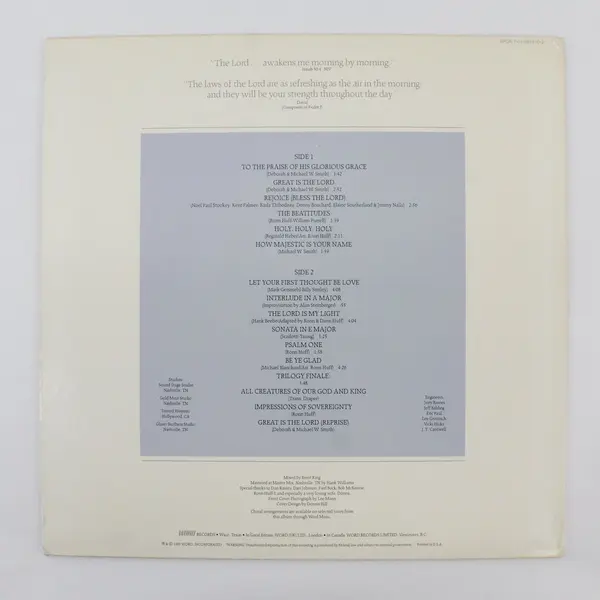 The Ronn Huff Project First Thoughts 12" Vinyl LP Gospel 1983