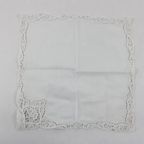 Vintage Ann's Sheer White Crochet Trim Handkerchief