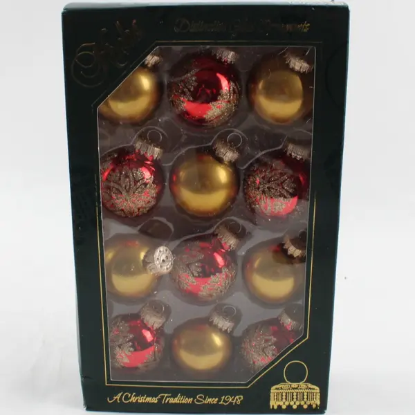 Krebs 12pk  Distinctive Glass Ornaments Snowflake Design Holiday Decor