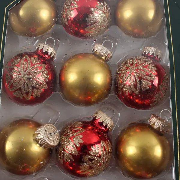 Krebs 12pk  Distinctive Glass Ornaments Snowflake Design Holiday Decor