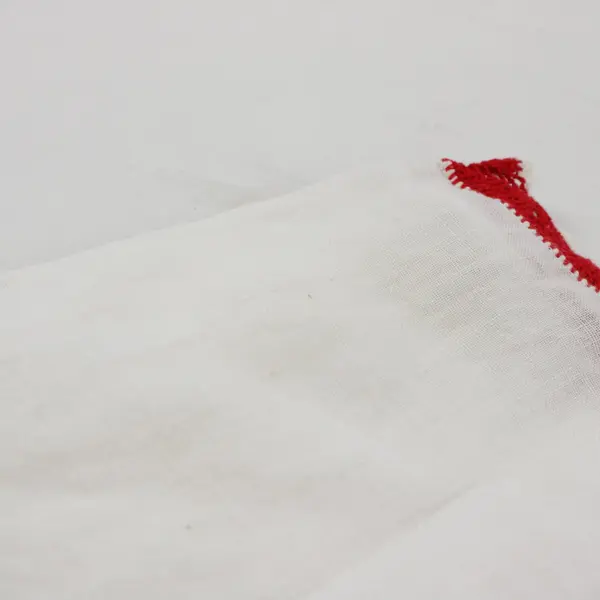 Vintage White Handkerchief 11x11 Red Crochet Trim Edge