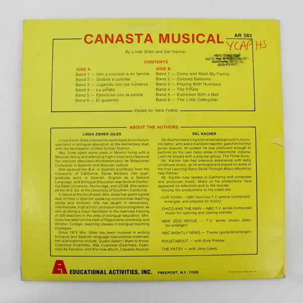 Canasta Musical Linda Giles/Del Katcher Edu Activities Inc 12" Vinyl LP AR 583
