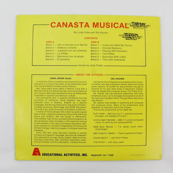 Canasta Musical Linda Giles Del Katcher 12" Vinyl LP Educational Activities