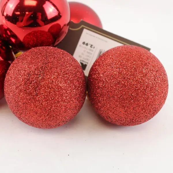 Trim A Home Set of 6 Red Christmas Ornaments 2-Inch - Shiny, Matte, Glittery