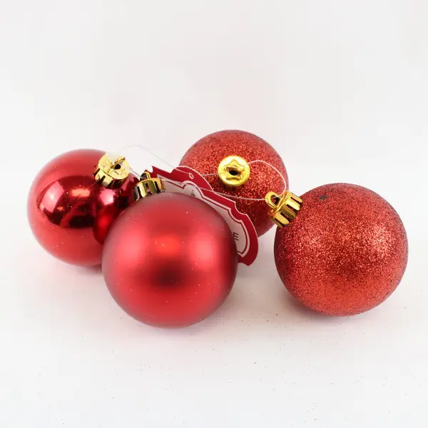 Trim A Home Set of 6 Red Christmas Ornaments 2-Inch - Shiny, Matte, Glittery