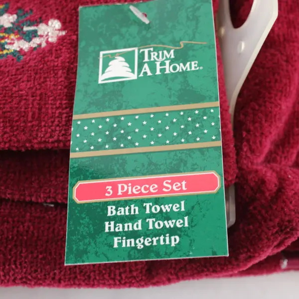 Trim A Home 3 Pc Christmas Tree Embroidered Towel Set