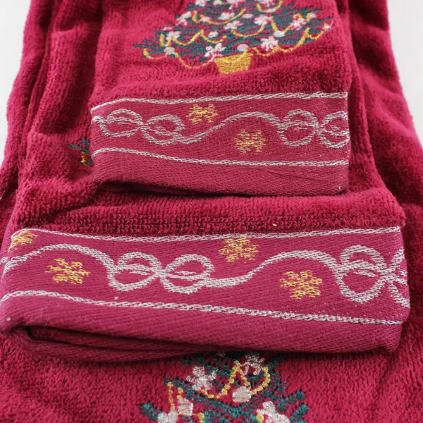 Trim A Home 3 Pc Christmas Tree Embroidered Towel Set