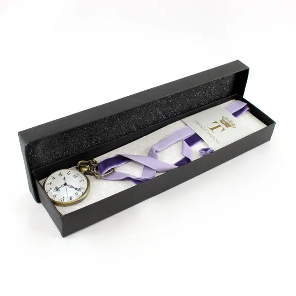 Two's Company Time To Read Purple Pocket Watch Ribbon Bookmark Box