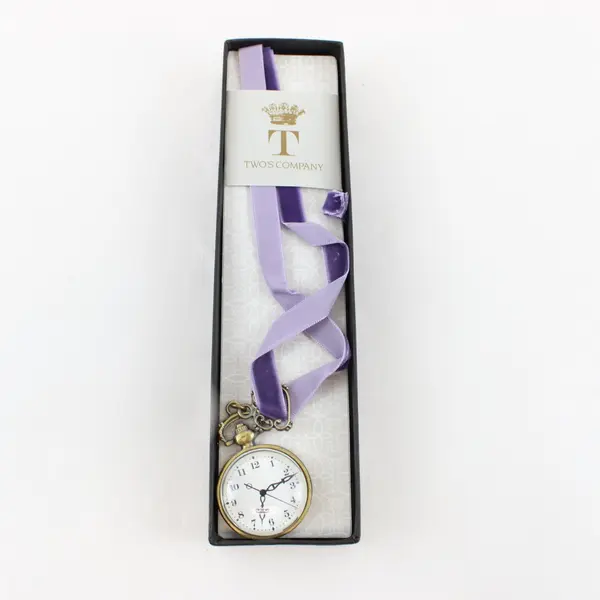 Two's Company Time To Read Purple Pocket Watch Ribbon Bookmark Box