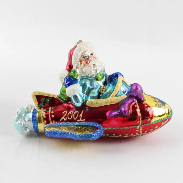 Christopher Radko 2001 Sonic Santa Rocket Christmas Ornament Rare