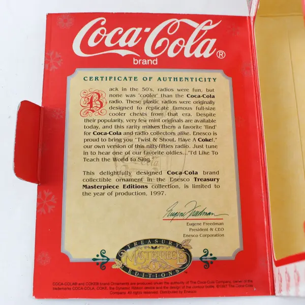 Vintage 1997 Enesco Coca-Cola Twist & Shout Have a Coke Radio Ornament