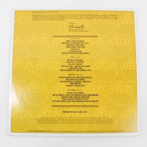 The Speers 60th Anniversary Celebration 2 LP Vinyl Record Set 1981
