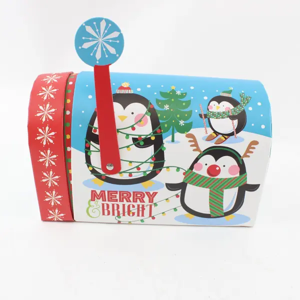 Greenbrier International Christmas Penguin Mailbox Gift Box