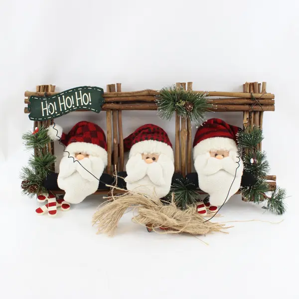 Prima Creations Christmas Rustic Wall Hanging Trio Santa Heads Decor