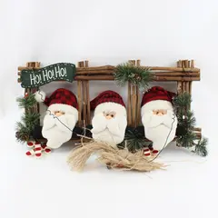 Prima Creations Christmas Rustic Wall Hanging Trio Santa Heads Decor