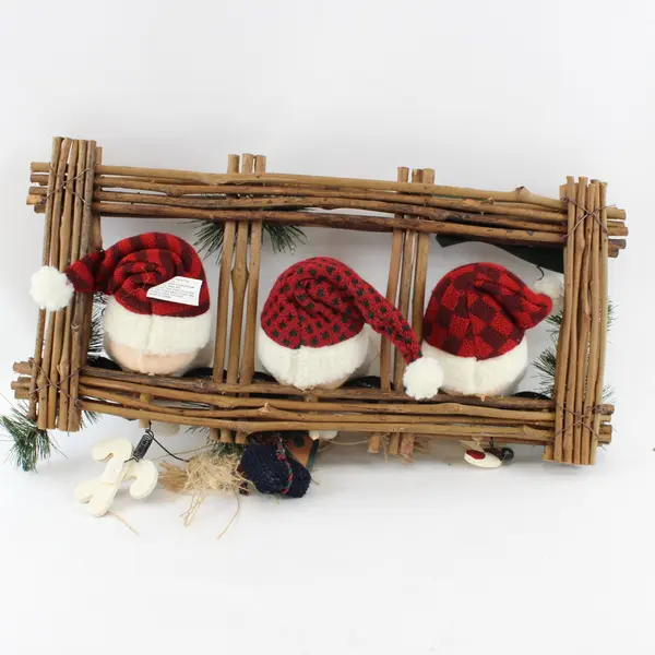 Prima Creations Christmas Rustic Wall Hanging Trio Santa Heads Decor