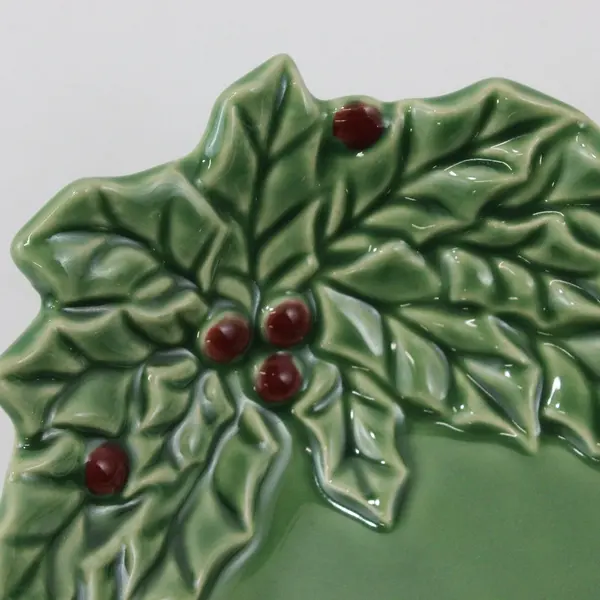 Lot of 2 Sonoma Holly & Berries Green Candy Dish Bowl 5-1/2” Wide