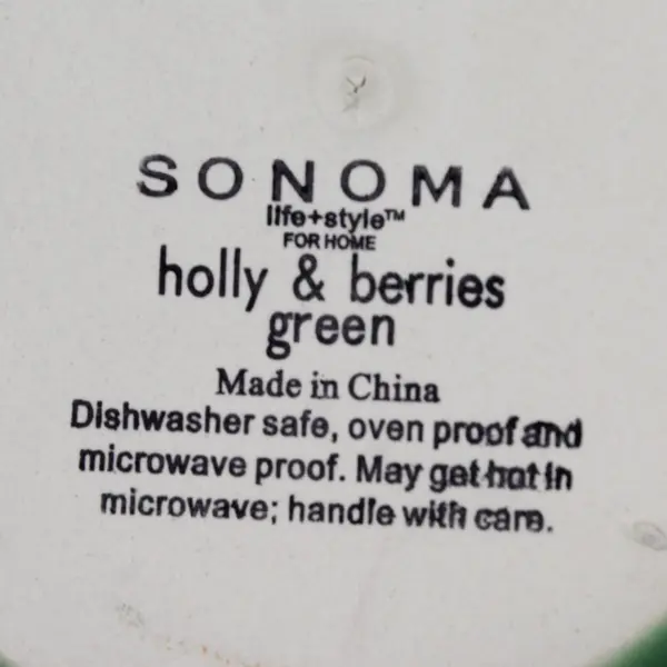 Lot of 2 Sonoma Holly & Berries Green Candy Dish Bowl 5-1/2” Wide