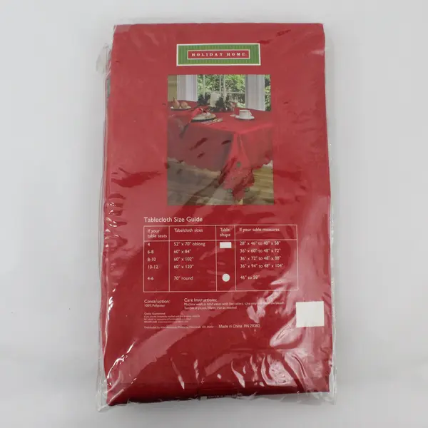 Holiday Home Embroidered Red Floral Table Cloth 60"x102" Oblong