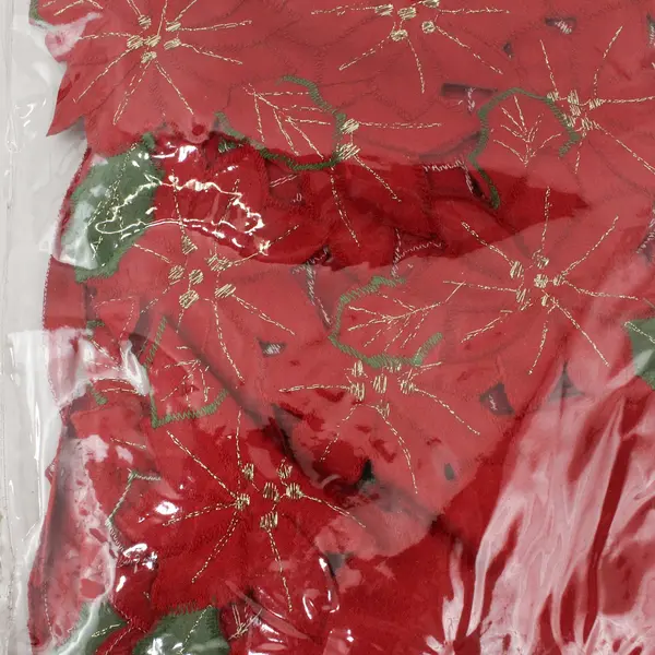 Holiday Home Embroidered Red Floral Table Cloth 60"x102" Oblong
