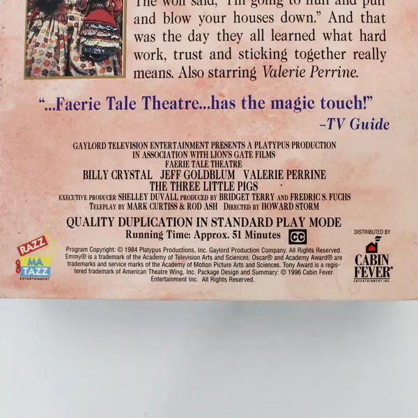 Vintage "Three Little Pigs" VHS Tape 1984, Shelley Duvall's Faerie Tale Theatre
