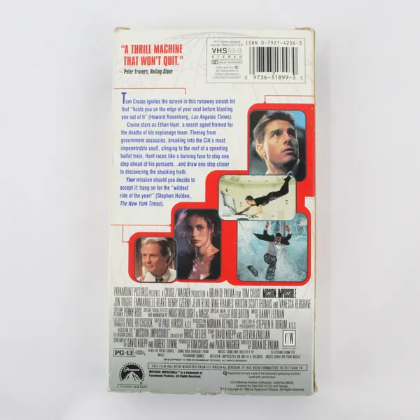 Mission Impossible VHS 1996, Paramount Pictures Tom Cruise #318993 
