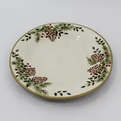 Home Pine & Berries Hand-Painted Ceramic Dinner Plate 11.5"
