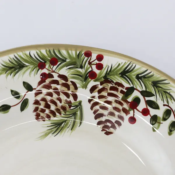 Home Pine & Berries Hand-Painted Ceramic Dinner Plate 11.5"