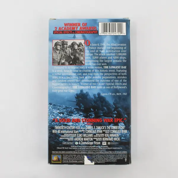 The Longest Day VHS Tape 1998 B&W version, #4104722 John Wayne 