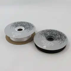 Lot of 2 Spools Vtg. McGinley Satin Ribbons Black & Satin White (some used) 