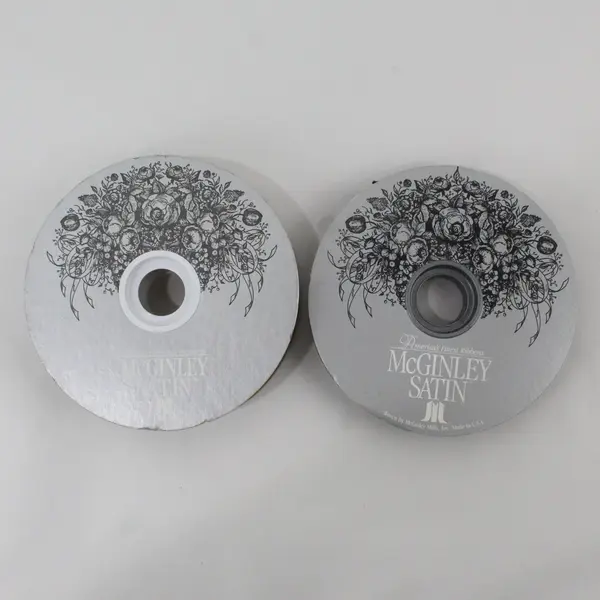 Lot of 2 Spools Vtg. McGinley Satin Ribbons Black & Satin White (some used) 