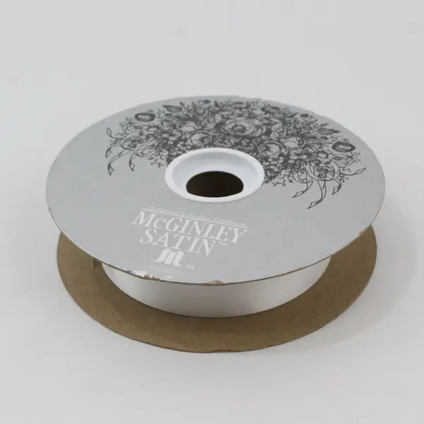 Lot of 2 Spools Vtg. McGinley Satin Ribbons Black & Satin White (some used) 