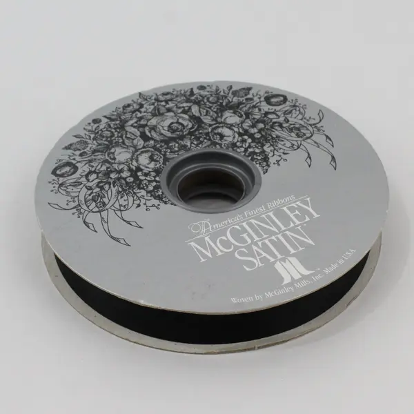 Lot of 2 Spools Vtg. McGinley Satin Ribbons Black & Satin White (some used) 