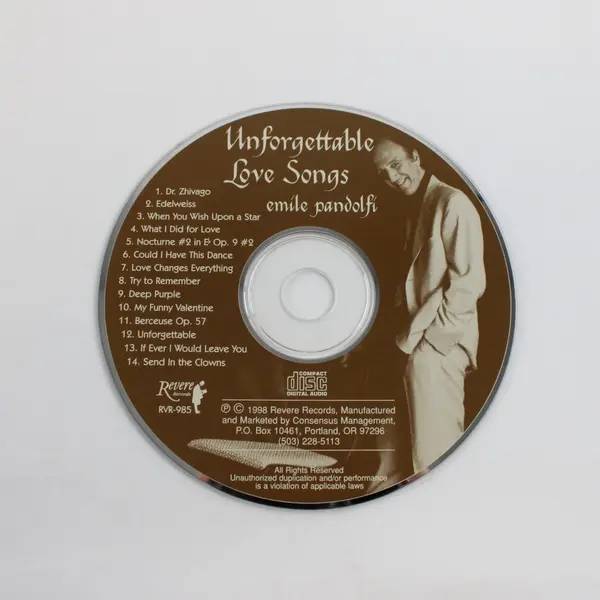 Unforgettable Love Songs CD Emile Pandolfi Best Of Volume 3 Romantic Piano