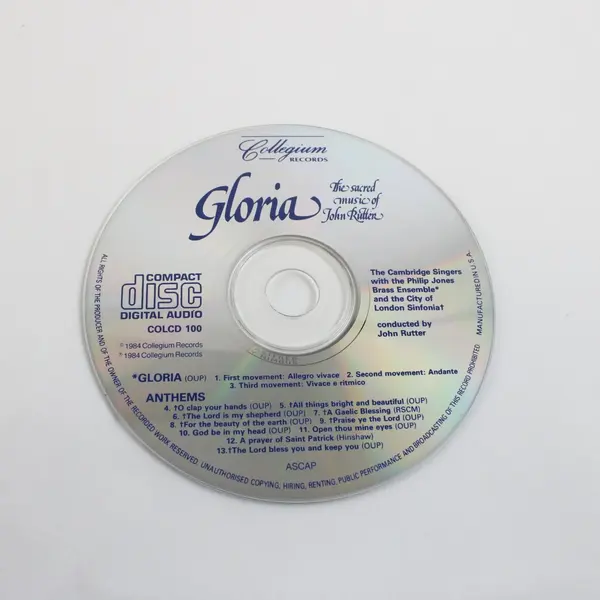 John Rutter Gloria & Other Sacred Music CD COLCD 100 Collegium Choral Classical