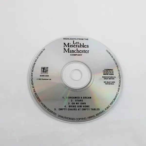 Les Misérables Highlights Manchester Company CD EP UK Rare Limited SCORE CD34