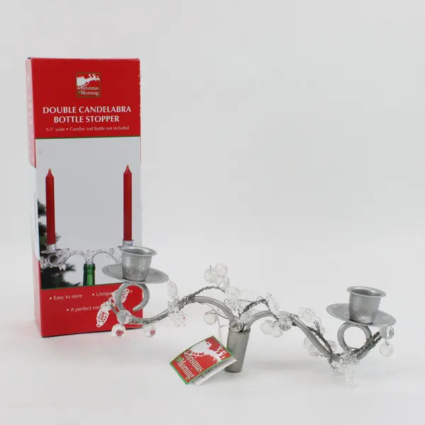 Dennis East Christmas Morning Double Candelabra Bottle Stopper Holiday
