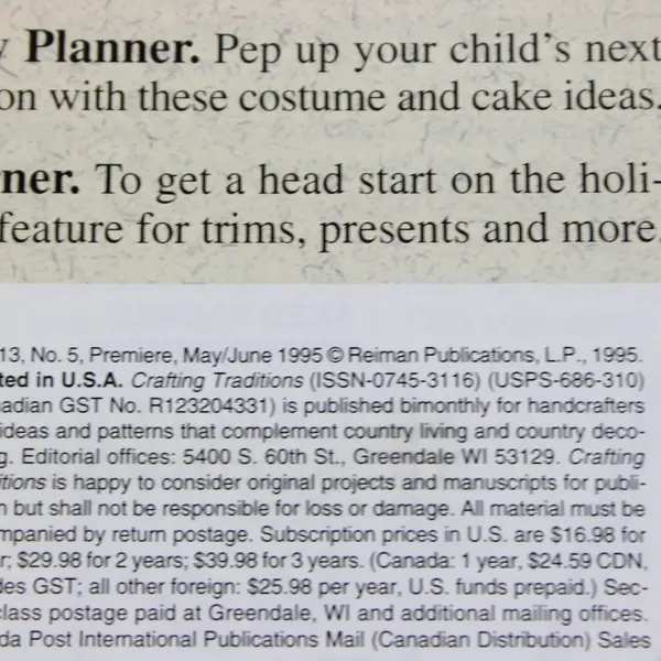 Crafting Traditions Premiere May/June 1995 More Crafts Than in the Past PLUS