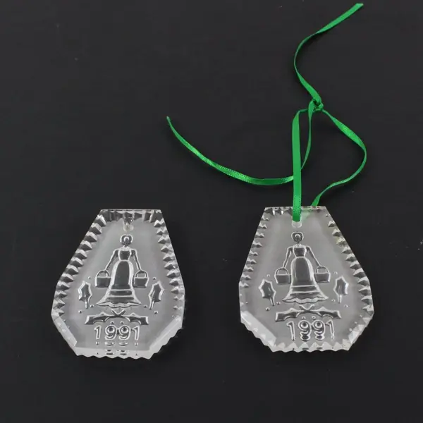 Waterford Crystal 1991 12 Days Eight Maids Ornaments Lot 2 Orig Boxes/Felt Bags