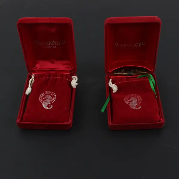 Waterford Crystal 1991 12 Days Eight Maids Ornaments Lot 2 Orig Boxes/Felt Bags