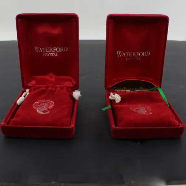 Waterford Crystal 1991 12 Days Eight Maids Ornaments Lot 2 Orig Boxes/Felt Bags