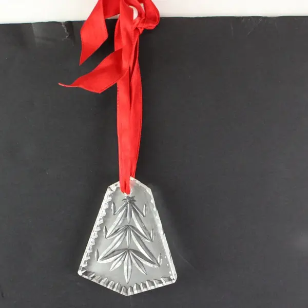 Waterford Crystal Frosted Christmas Tree Ornament with Felt Bag & Box 3" Tall