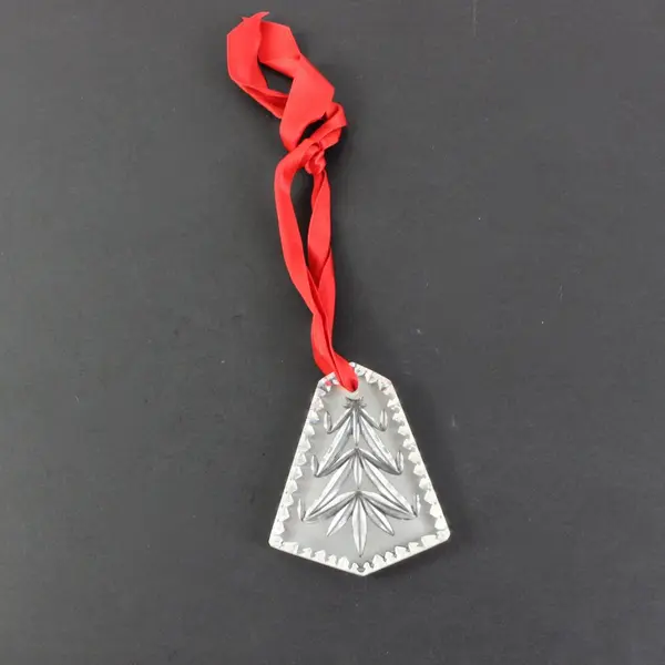 Waterford Crystal Frosted Christmas Tree Ornament with Felt Bag & Box 3" Tall