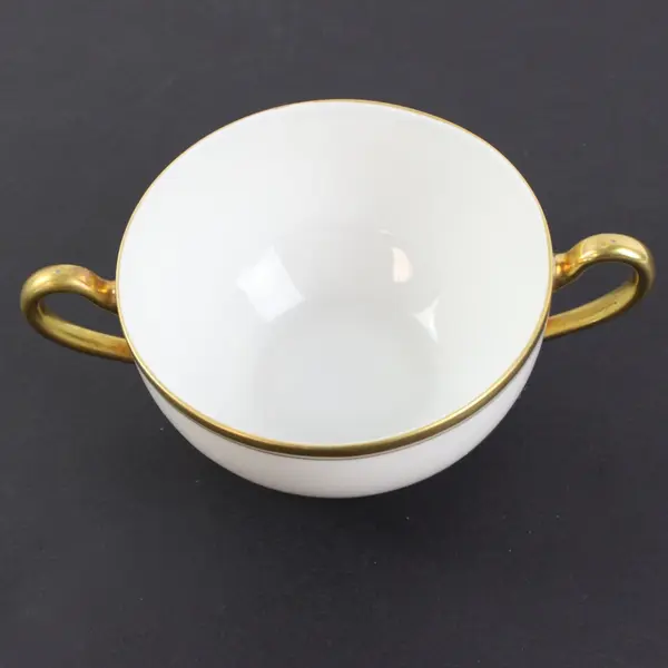Paul Muller White & Gold Bouillon Cups 4 Pc Set Soup Cups
