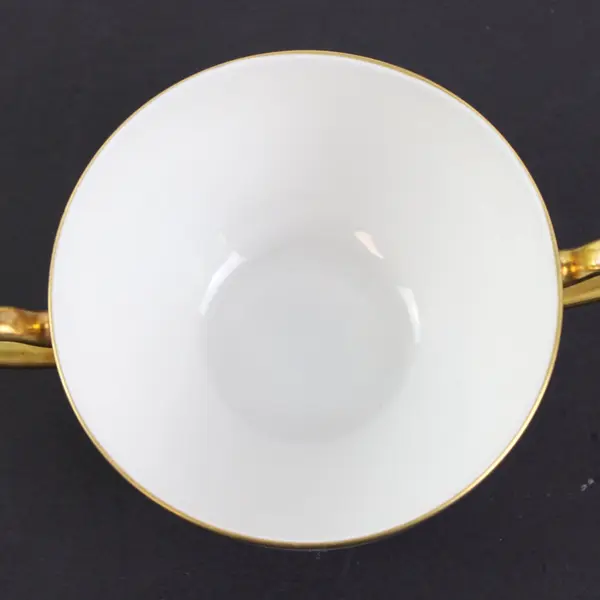 Paul Muller White & Gold Bouillon Cups 4 Pc Set Soup Cups