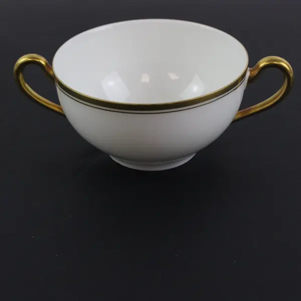 Paul Muller White & Gold Bouillon Cups 4 Pc Set Soup Cups