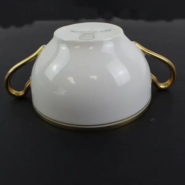 Paul Muller White & Gold Bouillon Cups 4 Pc Set Soup Cups