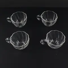 Set Of 4 Vintage Clear Glass Hazel Atlas Colonial Swirl Hook Handle Punch Cup 