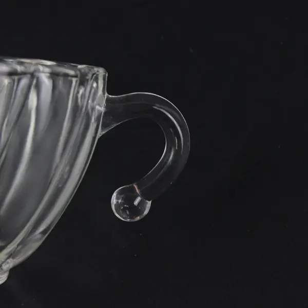 Set Of 4 Vintage Clear Glass Hazel Atlas Colonial Swirl Hook Handle Punch Cup 