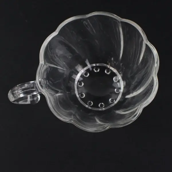 Set Of 4 Vintage Clear Glass Hazel Atlas Colonial Swirl Hook Handle Punch Cup 